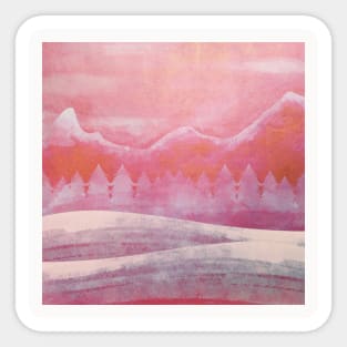 Landscape Neck Gator Pink Mountains Forest Sticker